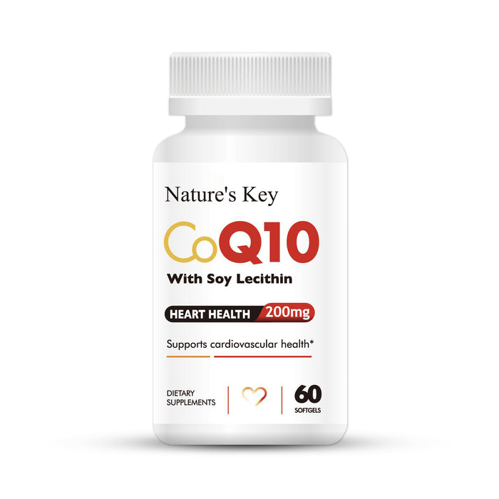 Nature's Key CoQ10 200mg Softgels - Coenzyme Q10 Supplements 60 Count