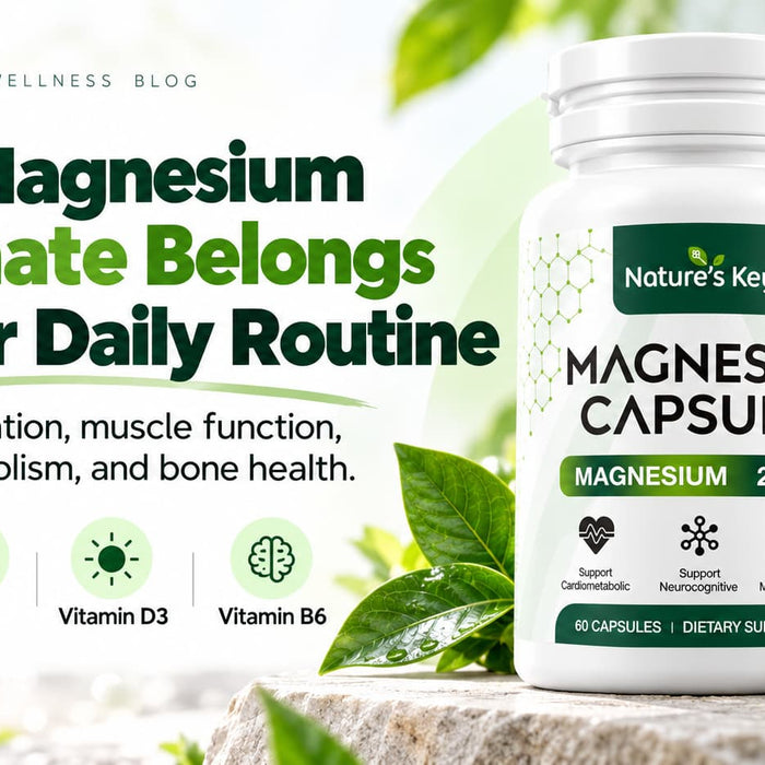  Nature’s Key Magnesium Capsules 250 mg with Zinc, Vitamin D3 & B6 for relaxation, muscle function, energy and bone health