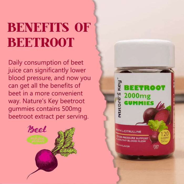 Beetroot Gummies 120 Count- 0g Added Sugar