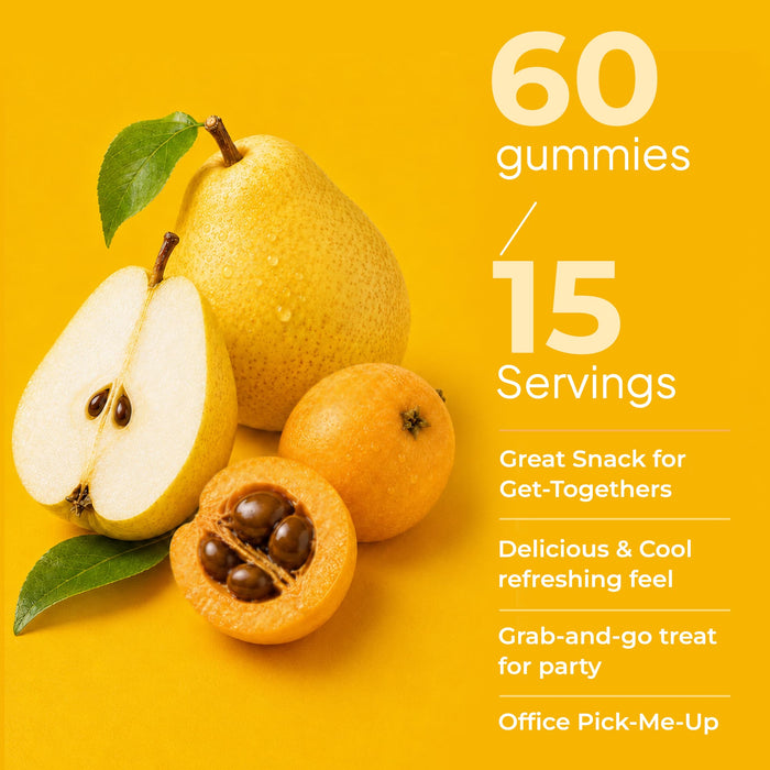 NATURE'S KEY Loquat Pear Throat Gummies for Adults - 8-in-1 Herbal Throat Support Supplement with Honey, Licorice Root & Natural Menthol, Sugar Free Vegan Throat Comfort Gummies, 60 Count