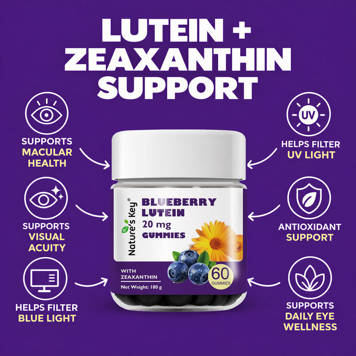 Lutein Gummies 60 Count with Vitamin A Blueberry