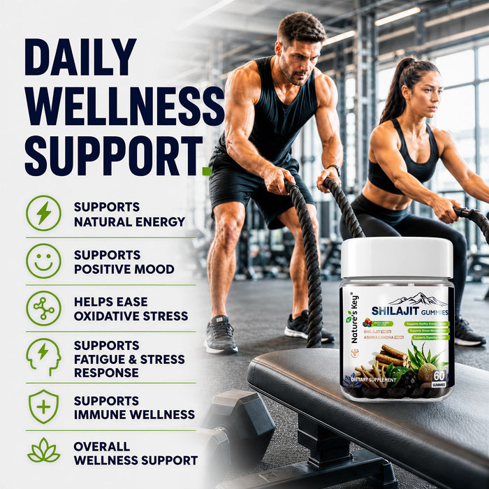 Shilajit Gummies 60 Count, 7-in-1 Botanical Blend for Energy & Immune Support, Zero Sugar & Vegan