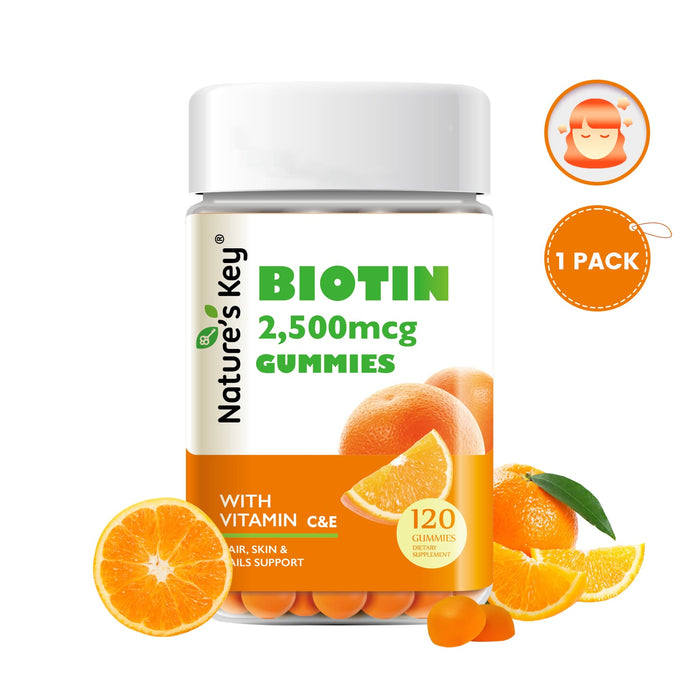 Biotin Gummies 120 Count with Vitamin C, and E