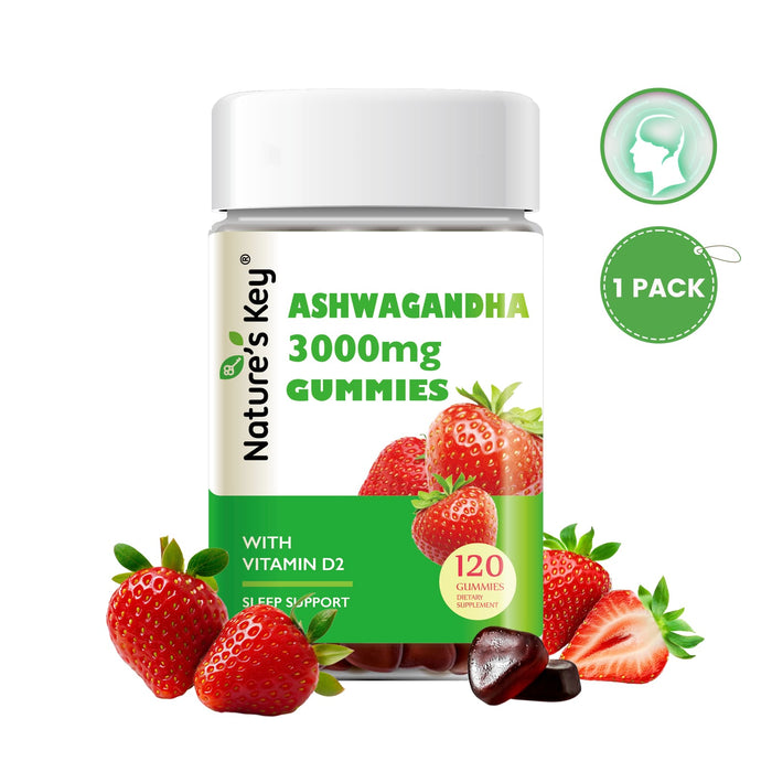Ashwagandha Gummies 120 Count with Vitamin D2, Stress, Calm Mood & Cognition