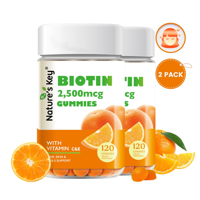 Biotin Gummies 120 Count with Vitamin C, and E