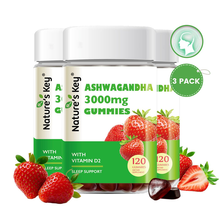 Ashwagandha Gummies 120 Count with Vitamin D2, Stress, Calm Mood & Cognition