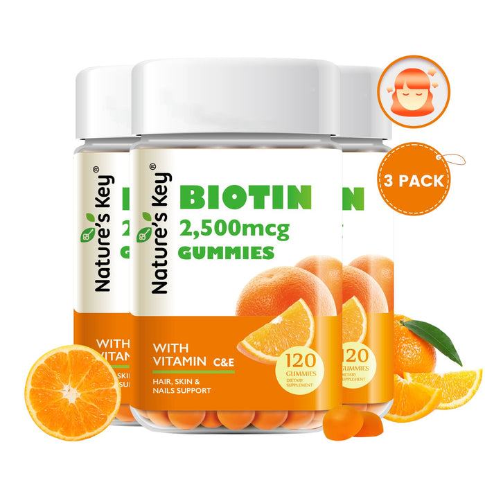 Biotin Gummies 120 Count with Vitamin C, and E