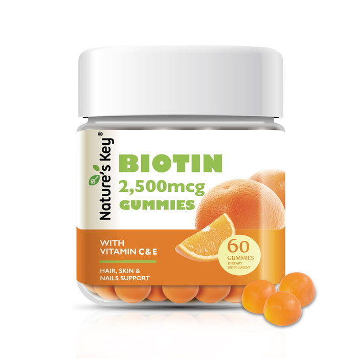 Biotin Gummies 60 Count with Vitamin C, and E