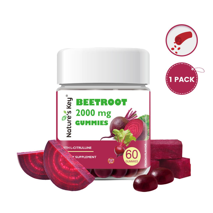 Beetroot Gummies for Daily Heart & Circulation Support 60 Count - 0g Added Sugar