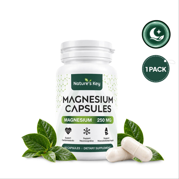 Magnesium Glycinate Capsules with Zinc, Vitamin D3 & B6, High Absorption, 60 Ct