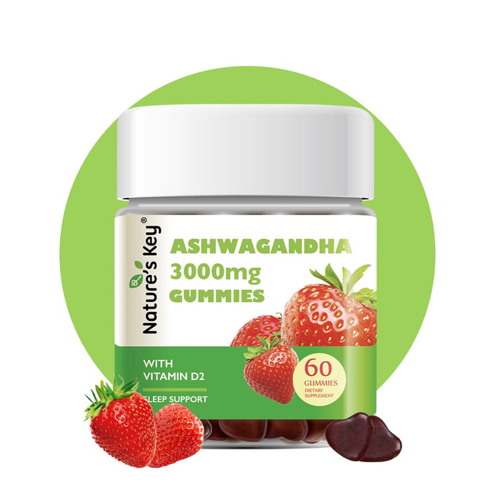 Ashwagandha Gummies 60 Count with Vitamin D2, Stress, Calm Mood & Cognition