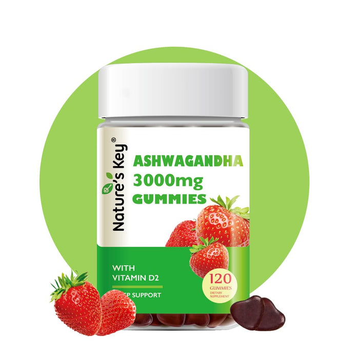 Ashwagandha Gummies 120 Count with Vitamin D2, Stress, Calm Mood & Cognition