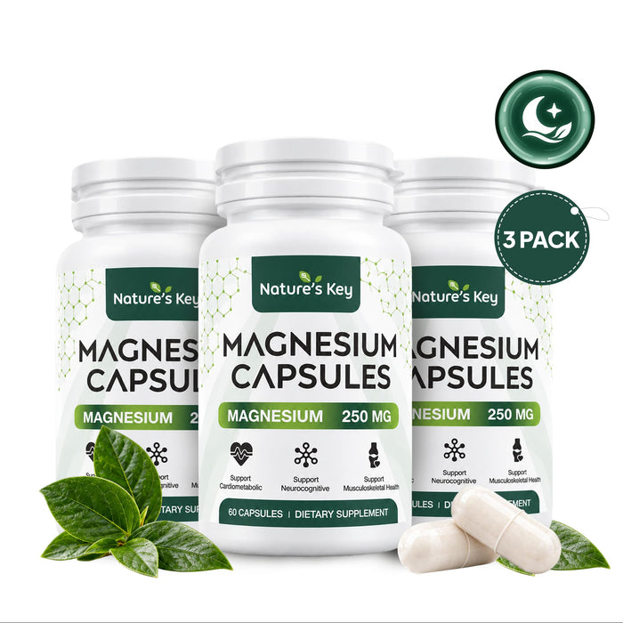 Magnesium Glycinate Capsules with Zinc, Vitamin D3 & B6, High Absorption, 60 Ct