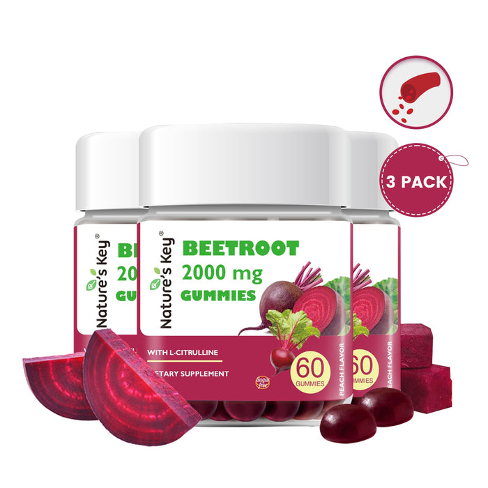 Beetroot Gummies for Daily Heart & Circulation Support 60 Count - 0g Added Sugar