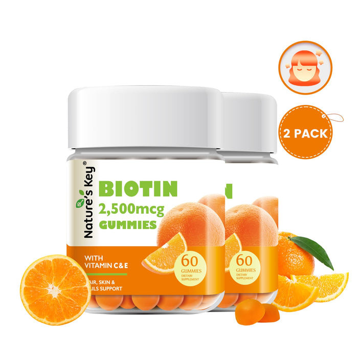 Biotin Gummies 60 Count with Vitamin C, and E