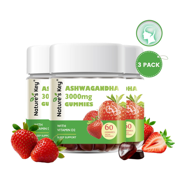 Ashwagandha Gummies 60 Count with Vitamin D2, Stress, Calm Mood & Cognition