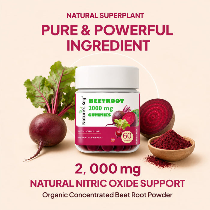 Beetroot Gummies with L-Citrulline & Hawthorn, Sugar Free, 60 Count