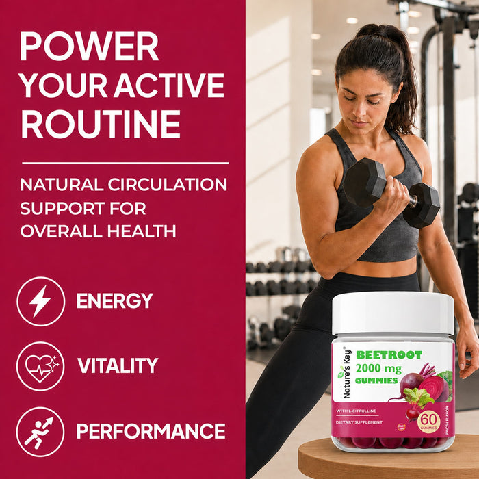 Beetroot Gummies with L-Citrulline & Hawthorn, Sugar Free, 60 Count
