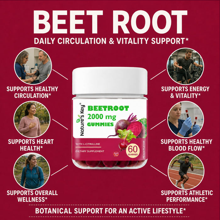 Beetroot Gummies with L-Citrulline & Hawthorn, Sugar Free, 60 Count