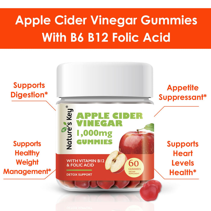 Apple Cider Vinegar Gummies 60 Count with Vitamin B6 B12