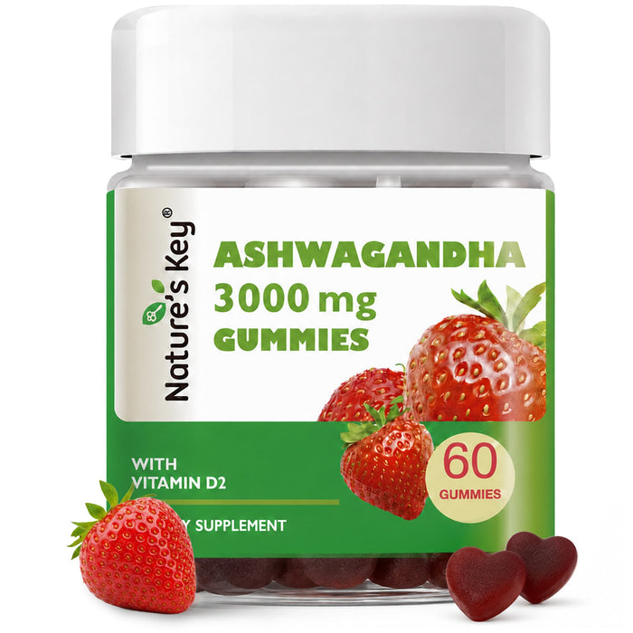 Ashwagandha Gummies 60 Count with Vitamin D2, Stress, Calm Mood & Cognition