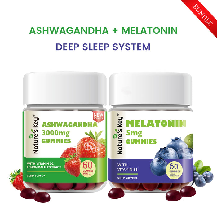 Ashwagandha + Melatonin Gummies Duo Nightly Relaxation & Restful Sleep Support