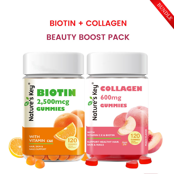 Biotin + Collagen Gummies Beauty Support Bundle Daily Hair, Skin & Nail Nourishment