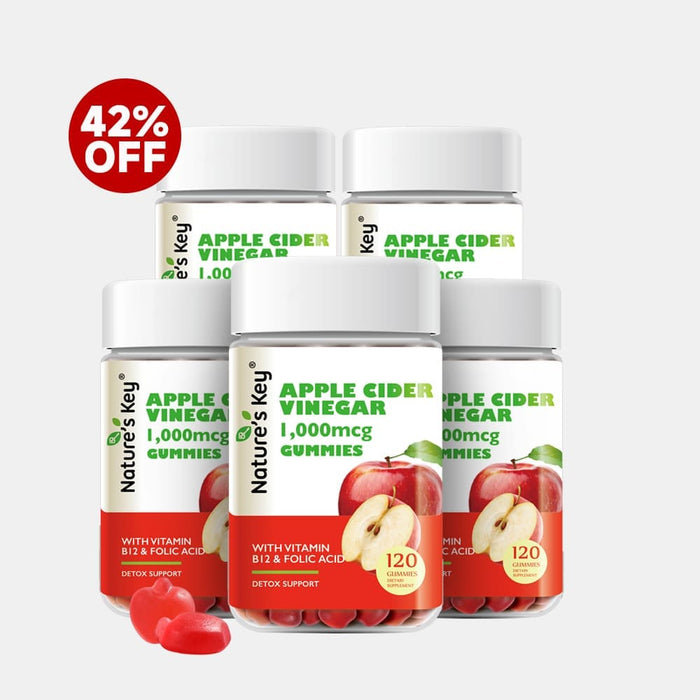 Bottles of Nature's Key Apple Cider Vinegar Gummies with 42% off