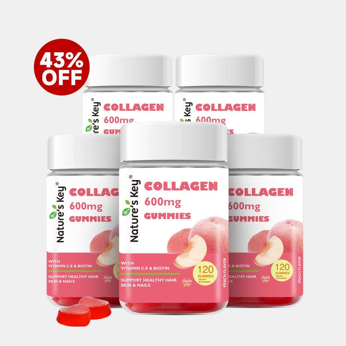 Bottles of Nature's Key Collagen Gummies with 43% off