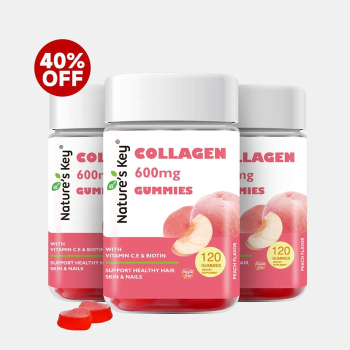 Nature's Key Collagen Gummies packaging with a 40% off