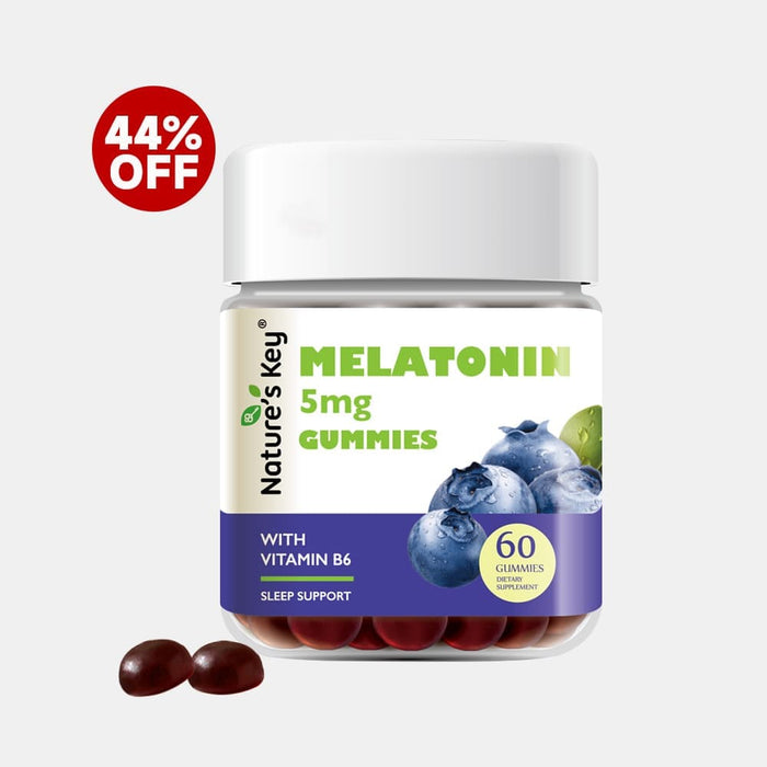 Nature's Key Melatonin gummies packaging with 44% off