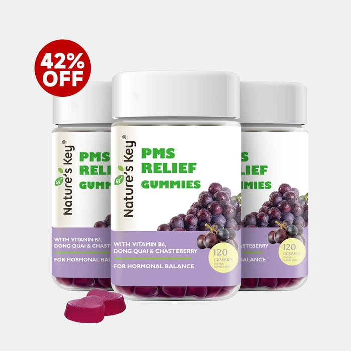 Nature's Key PMS Relief Gummies packaging with 42% off
