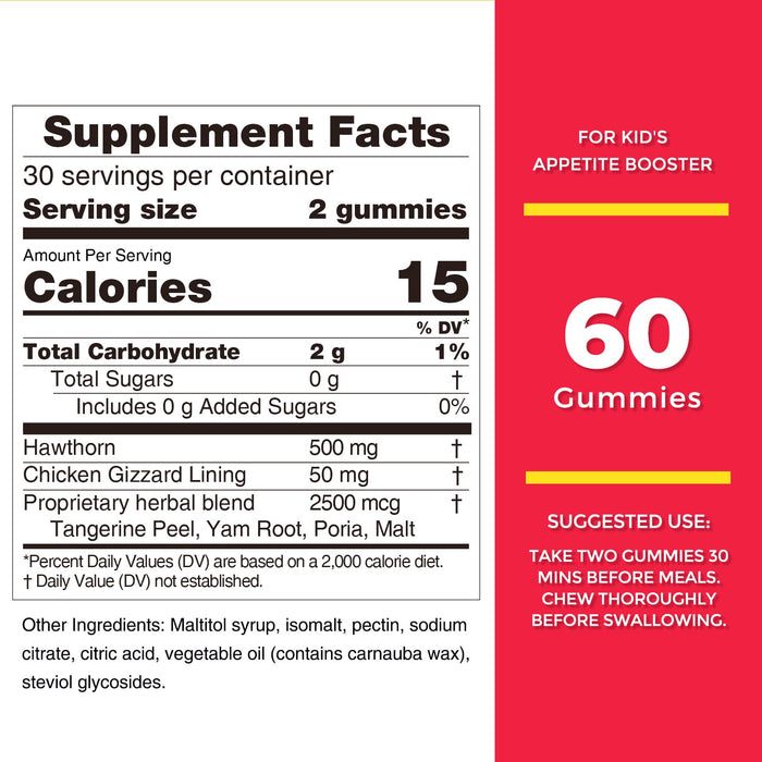 Appetite Booster Gummies Sugar Free 60 Count, Suitable for All Ages
