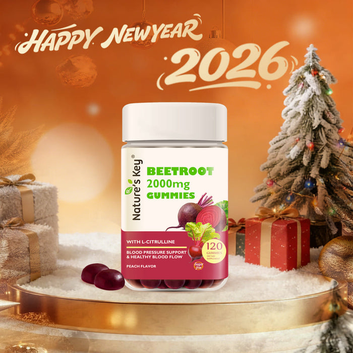 Nature's Key Beetroot Gummies bottle with New Year 2026