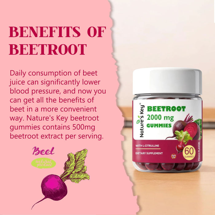 Beetroot Gummies 60 Count- 0g Added Sugar