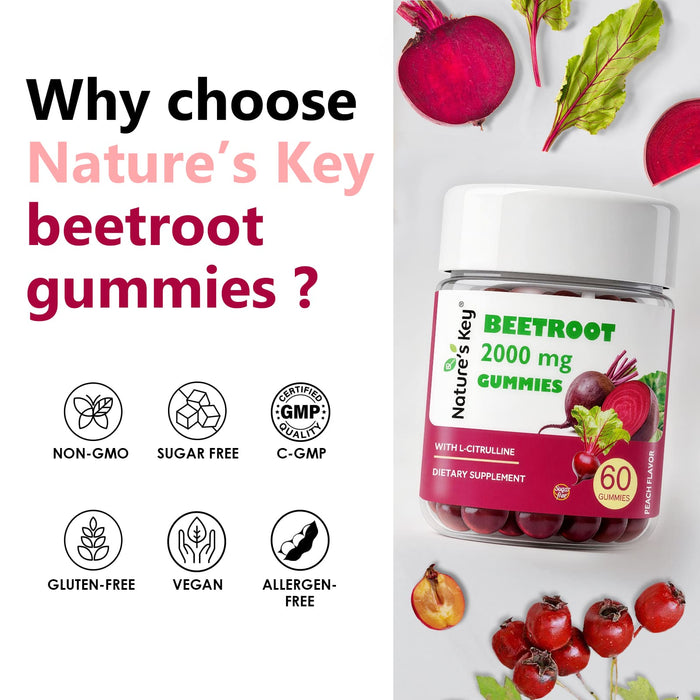Beetroot Gummies 60 Count- 0g Added Sugar