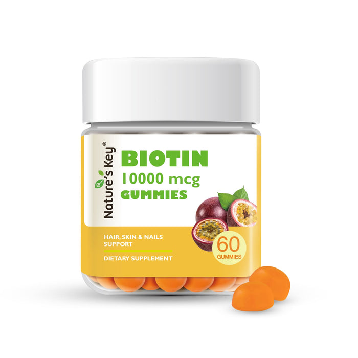 Biotin Gummies 10000mcg - Vegan-Friendly Hair Growth & Nail Strength Supplement，60cts 1 Month Supply