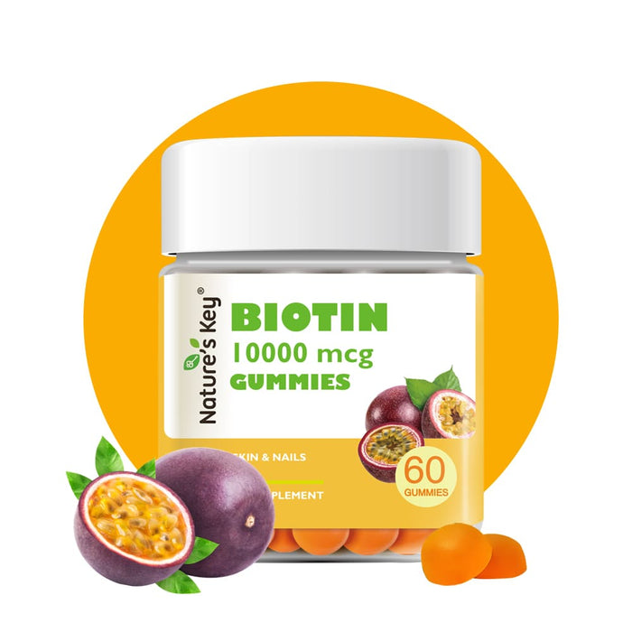 Biotin Gummies 10000mcg - Vegan-Friendly Hair Growth & Nail Strength Supplement，60cts 1 Month Supply