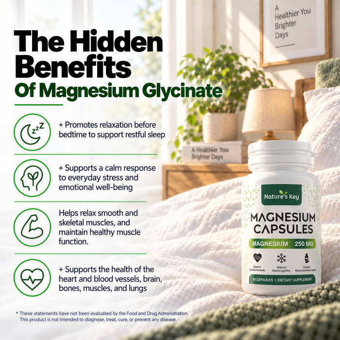 Magnesium Glycinate Capsules with Zinc, Vitamin D3 & B6, High Absorption, 60 Ct
